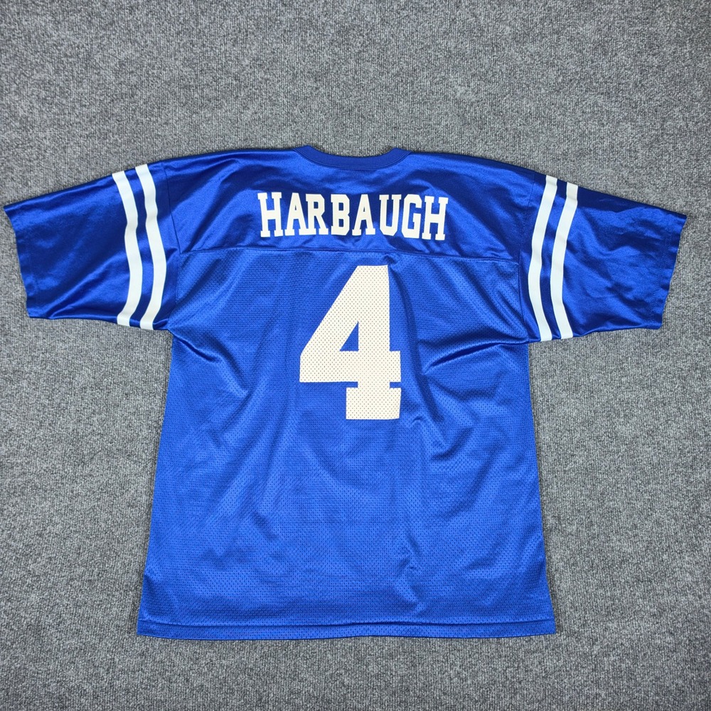 Vintage Logo Athletic Jim Harbaugh Indianapolis Colts Jersey Blue Mens Large USA